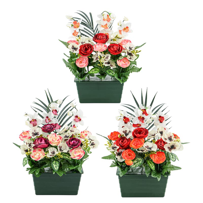 Jardinière de fleurs artificielles 