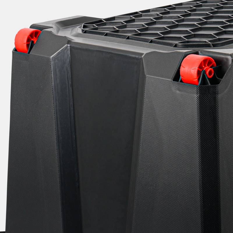 Lot de 3 bacs de rangement Locker 60L avec couvercle noir et rouge