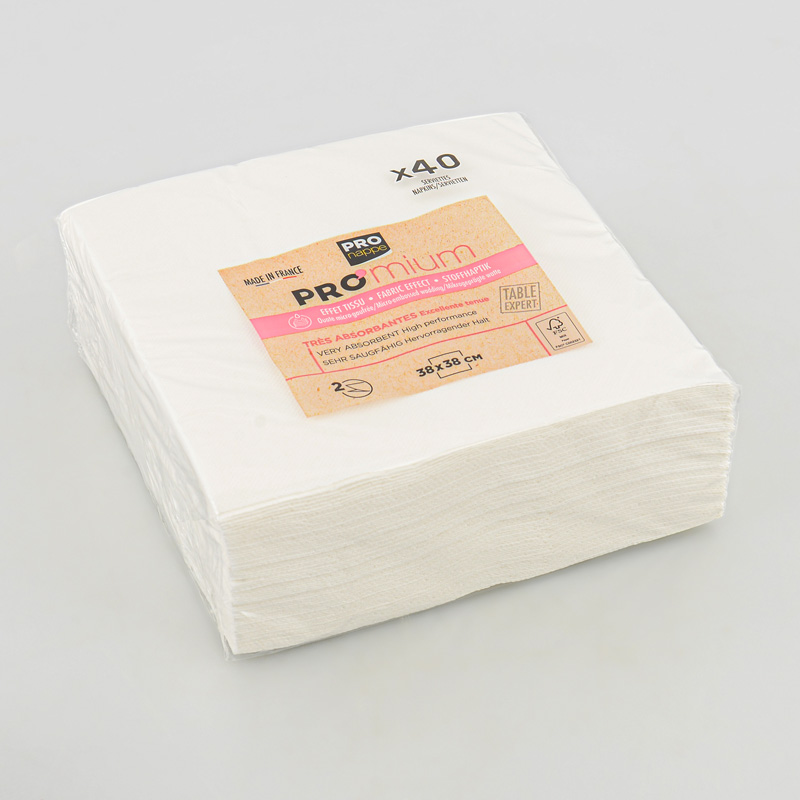 Lot de 40 serviettes micro-gaufrées blanches