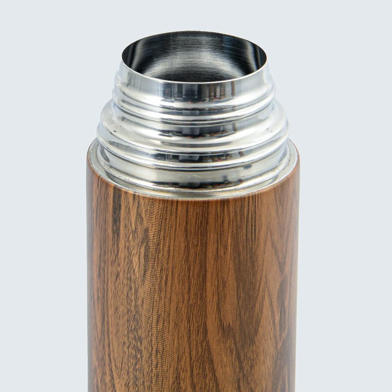 Bouteille isolante inox en imitation bois 