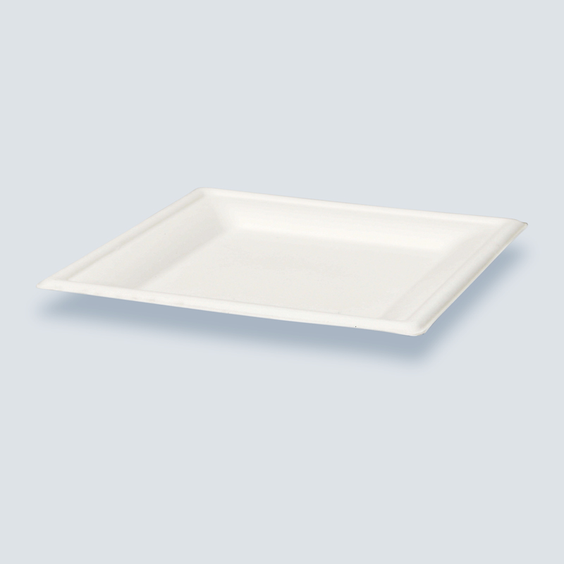 Lot de 8 assiettes carrées en canne à sucre
