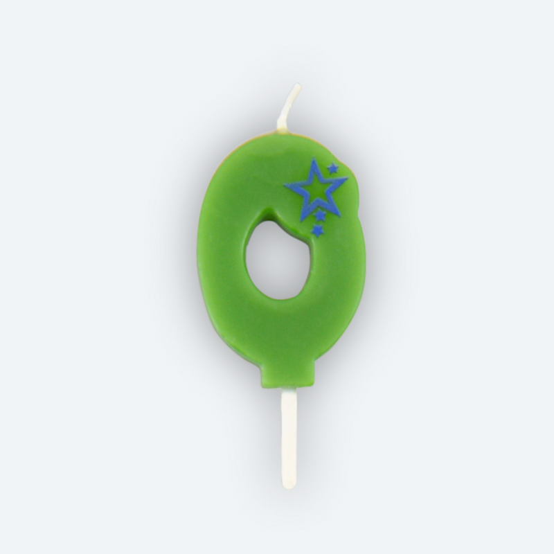 Bougie chiffre 0 vert