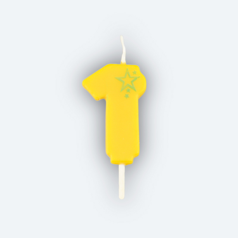 Bougie chiffre 1 jaune