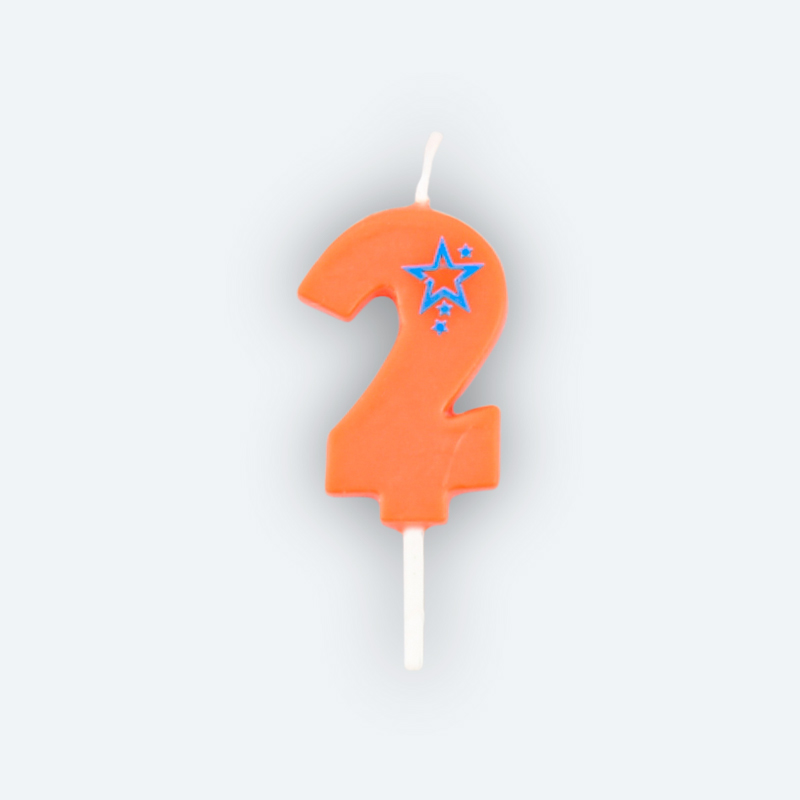 Bougie chiffre 2 orange