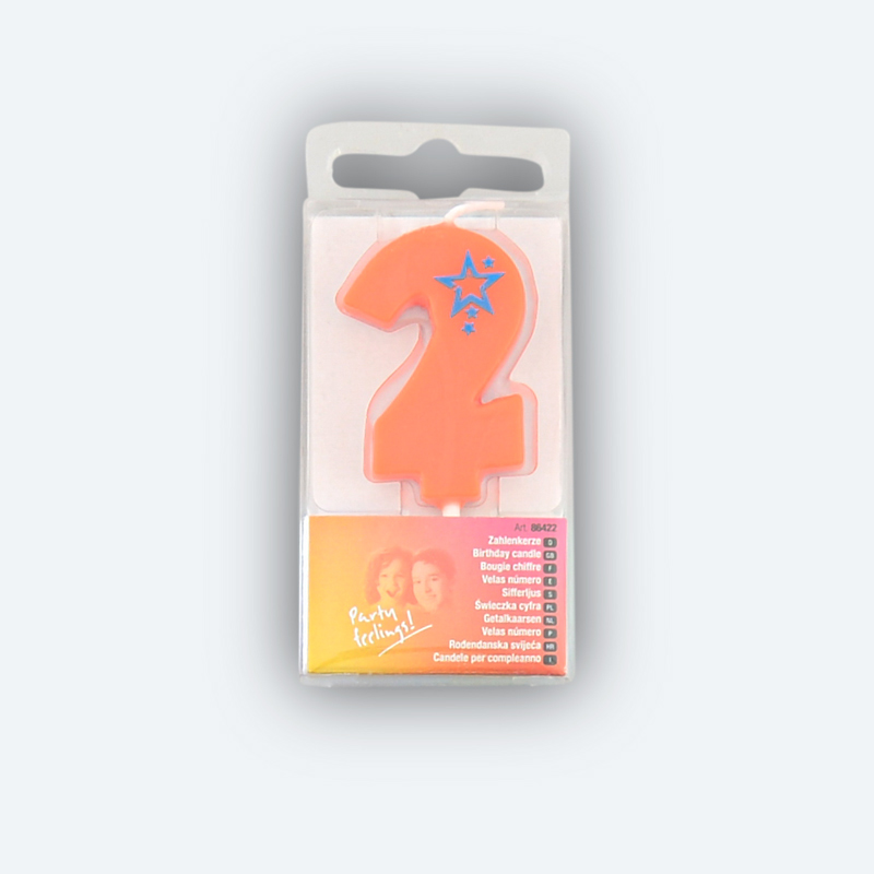 Bougie chiffre 2 orange
