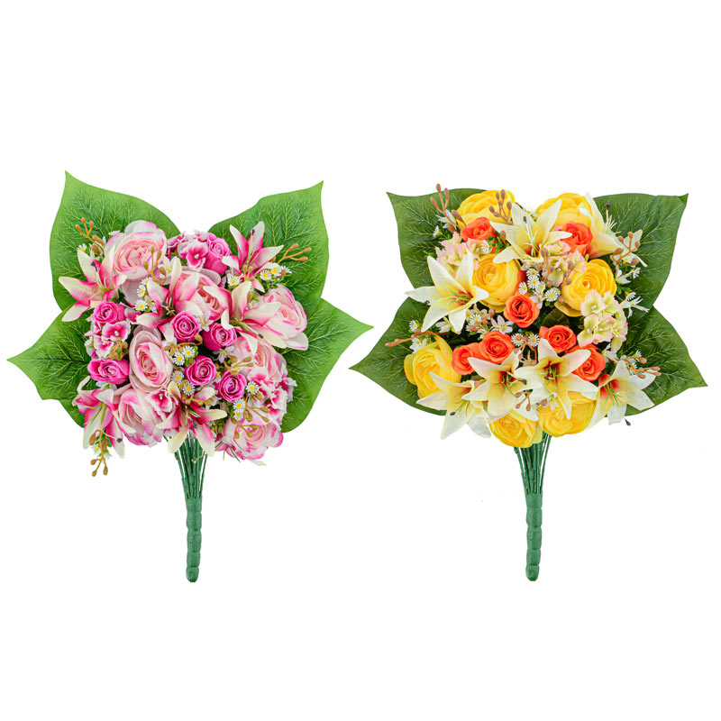 Bouquet artificiel de renoncules lys et roses