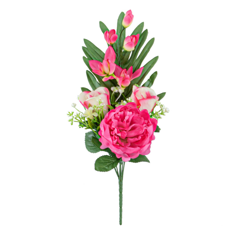 Bouquet de pivoines, roses et orchidées