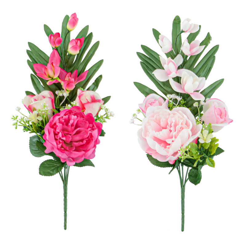 Bouquet de pivoines, roses et orchidées