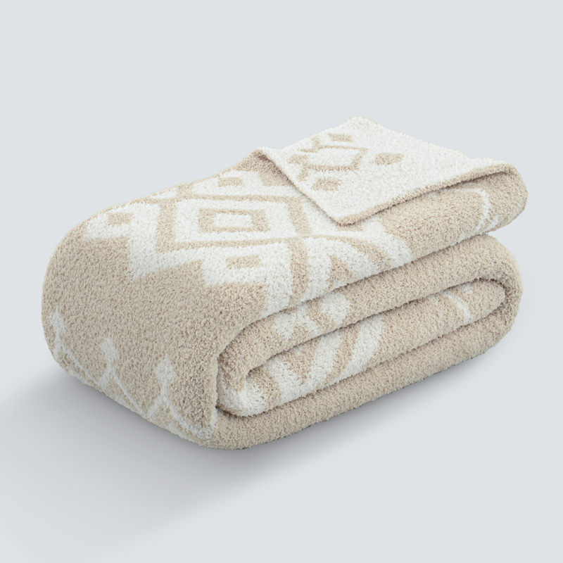 Plaid jacquard 'Sierra' bi-face beige blanc