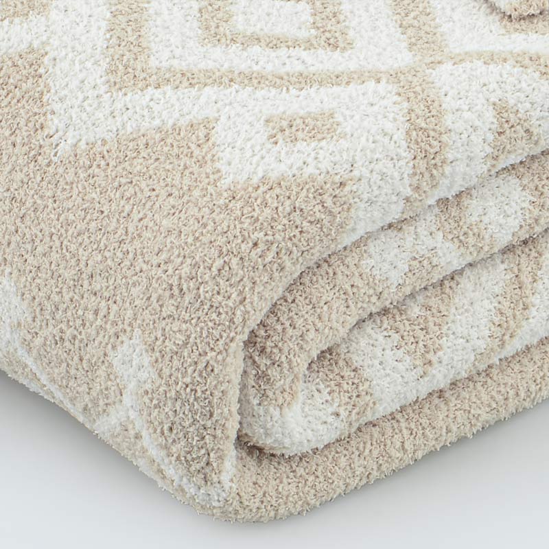 Plaid jacquard 'Sierra' bi-face beige blanc