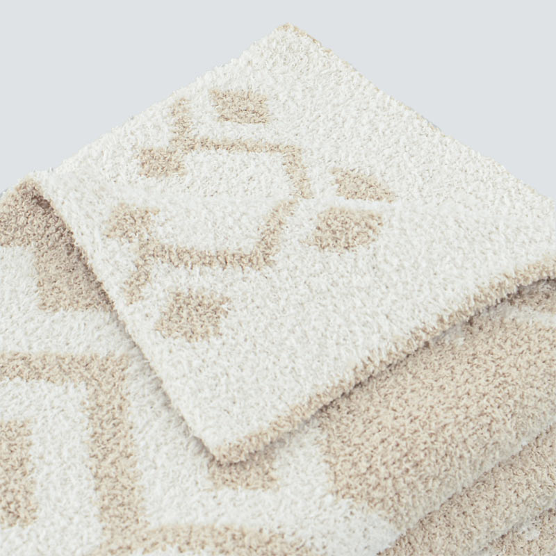 Plaid jacquard 'Sierra' bi-face beige blanc