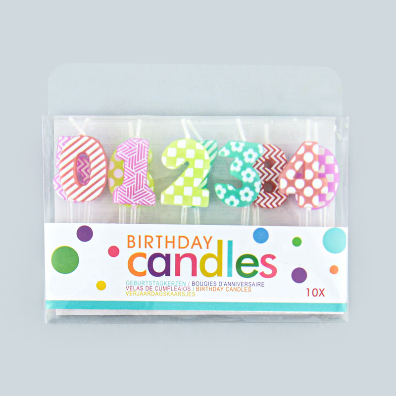Bougie d'anniversaire chiffres multicolore