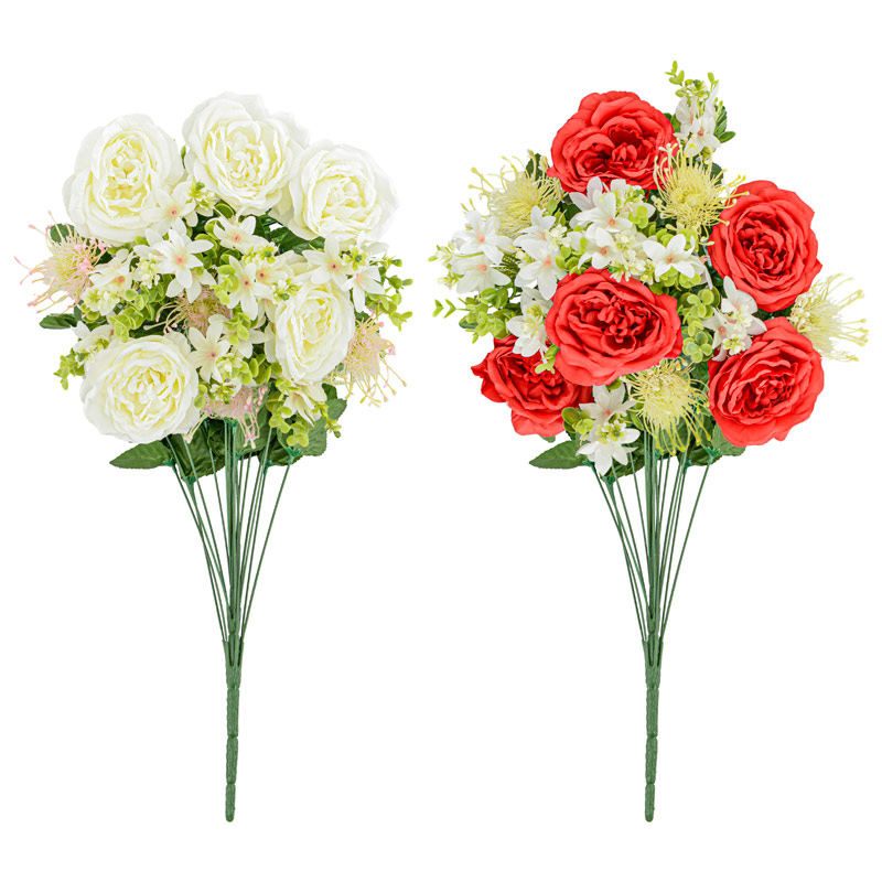 Bouquet de roses et protea jasmin