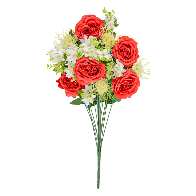 Bouquet de roses et protea jasmin