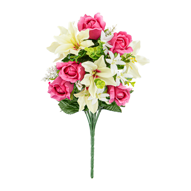 Bouquet artificiel de boutons de rose et lys