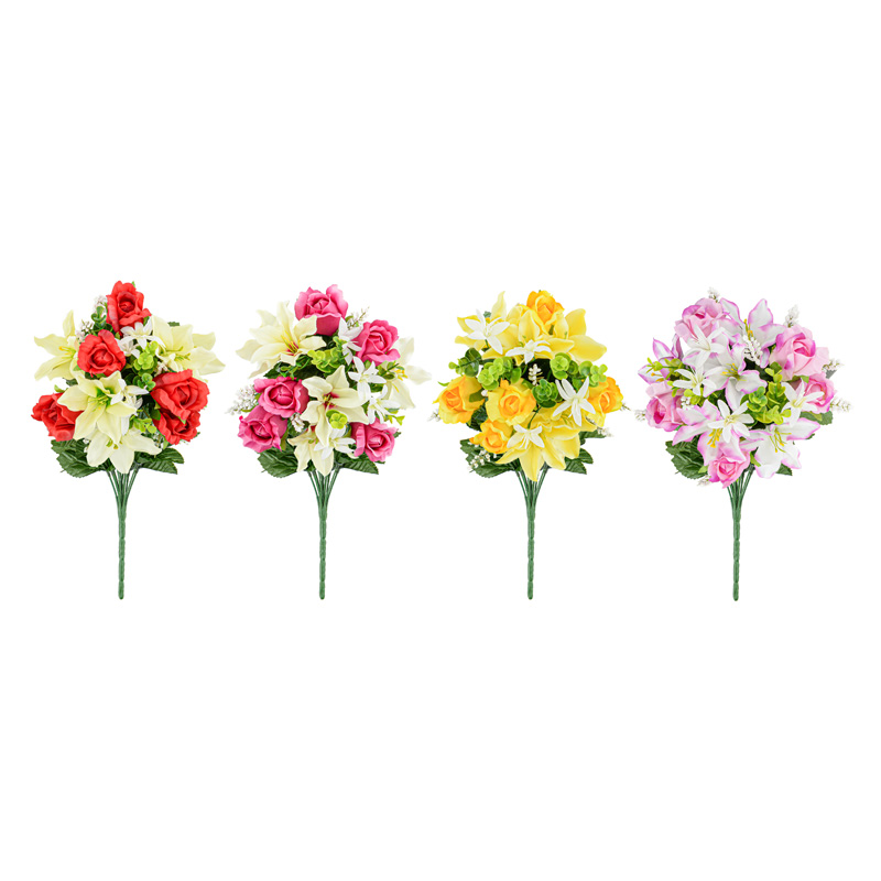 Bouquet artificiel de boutons de rose et lys