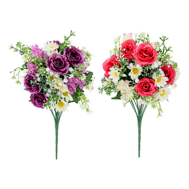 Bouquet 'Lisieux' roses paquerettes