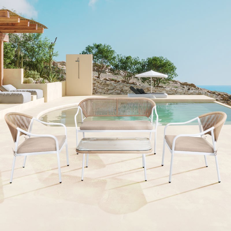 Salon de jardin 'Come' blanc et beige