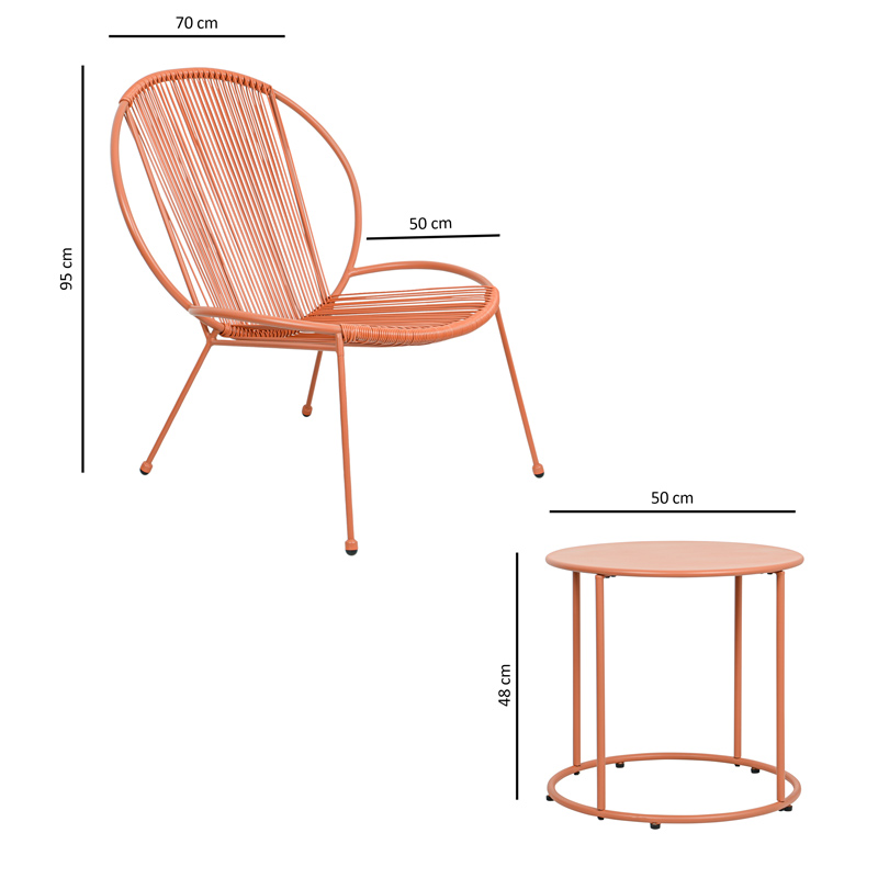 Set table et chaises 'Sienne' terracotta