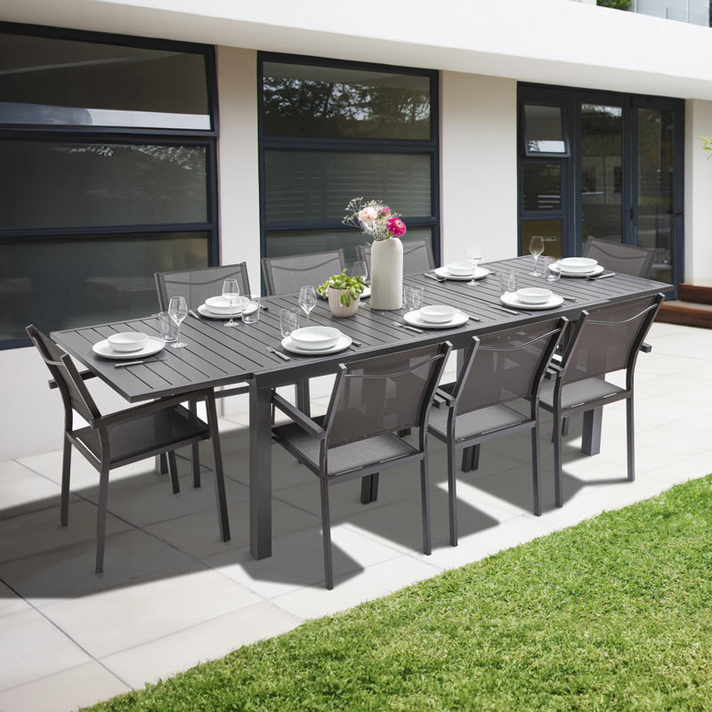 Table extensible 'Cali' en aluminium gris 
