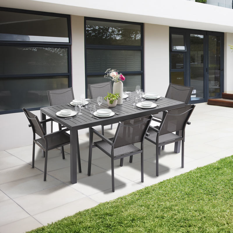 Table extensible 'Cali' en aluminium gris 