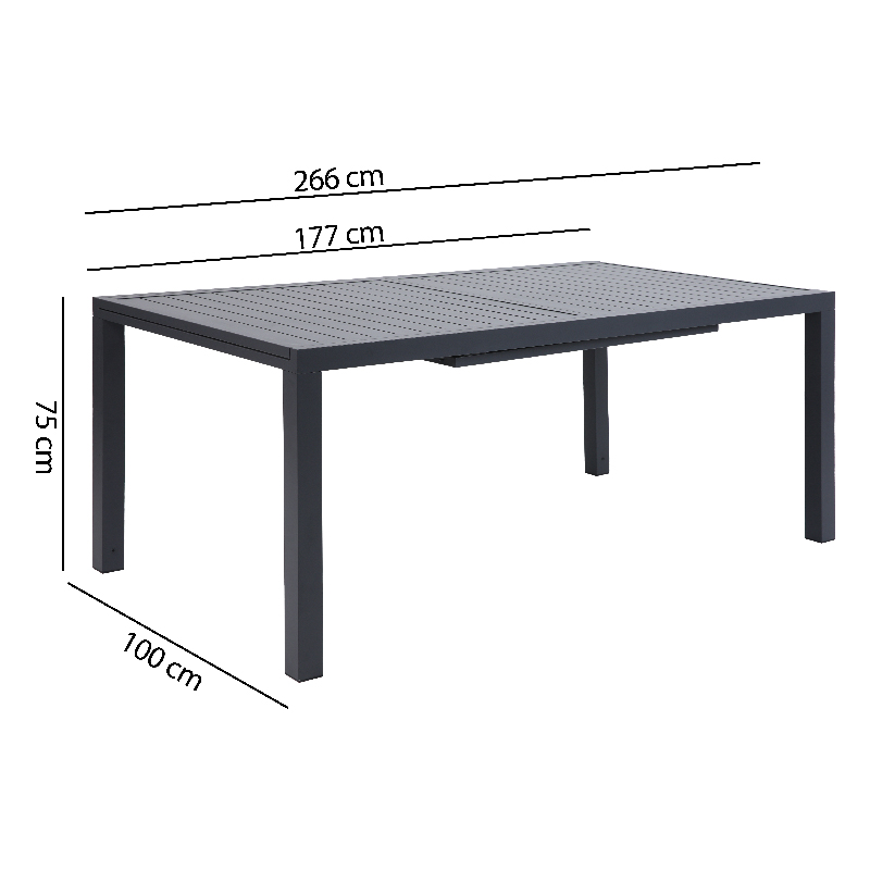 Table extensible 'Cali' en aluminium gris 