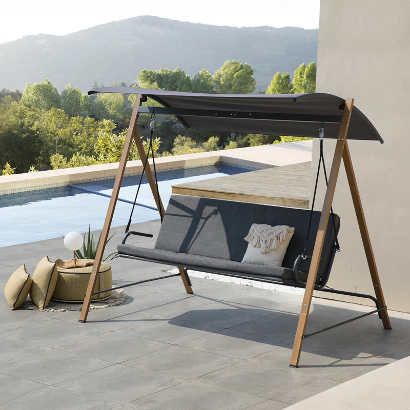 Balancelle 'Sunny' gris foncé et beige