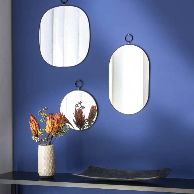 Lot de 3 miroirs ovales noirs