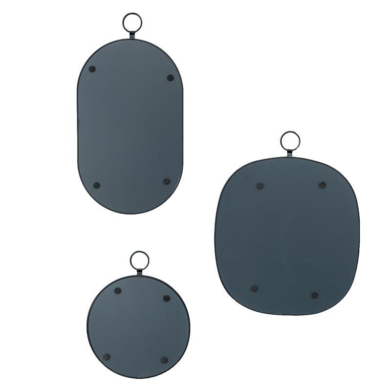 Lot de 3 miroirs ovales noirs
