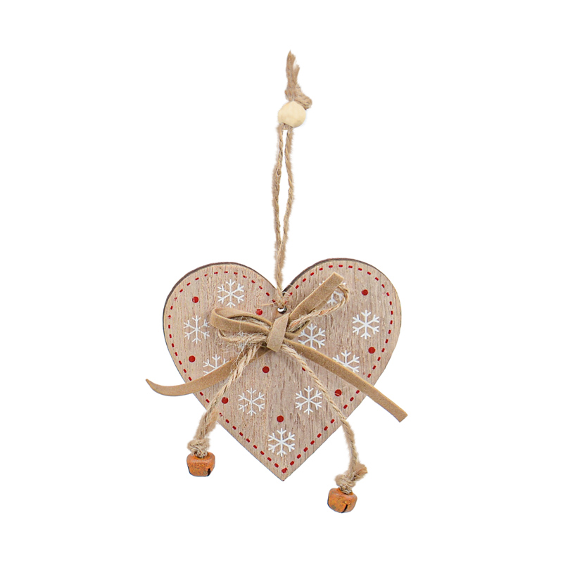 Déco bois avec grelots  coeur