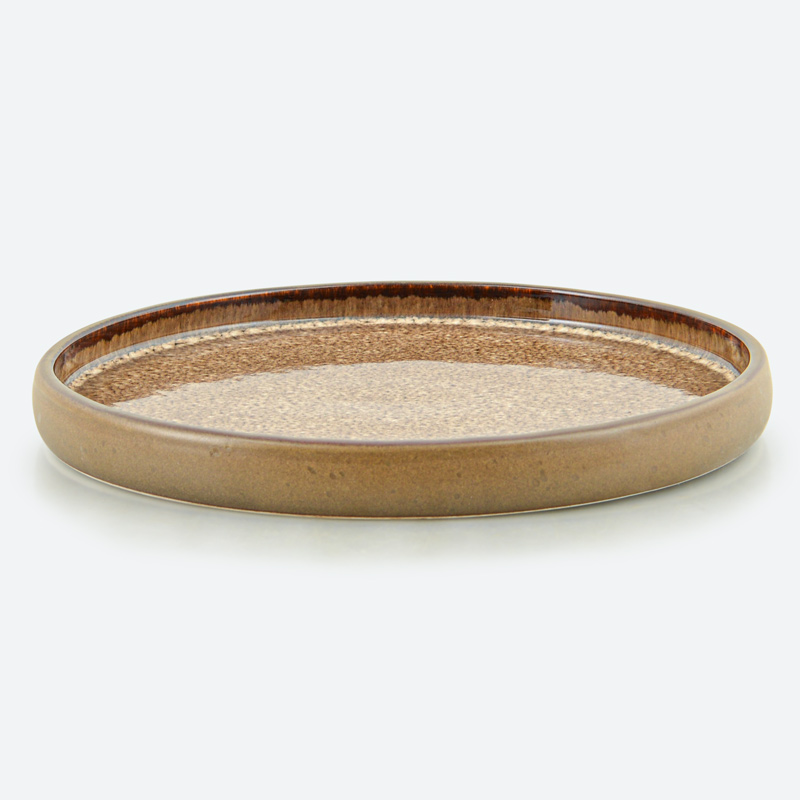 Assiette plate réactive 'Celeste' marron