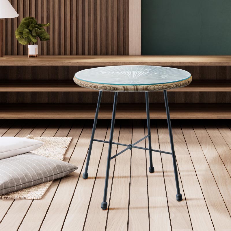 Table ronde 'Java' noire et beige