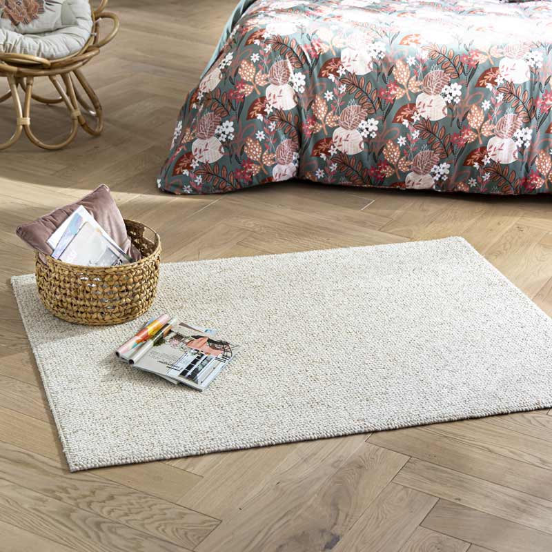 Tapis 'Pebbles' effet laine tissée beige