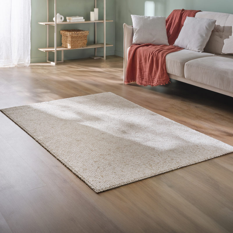 Tapis 'Pebbles' effet laine tissée beige
