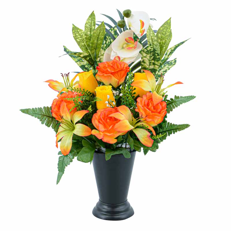 Vase lesté fleurs artificielles 