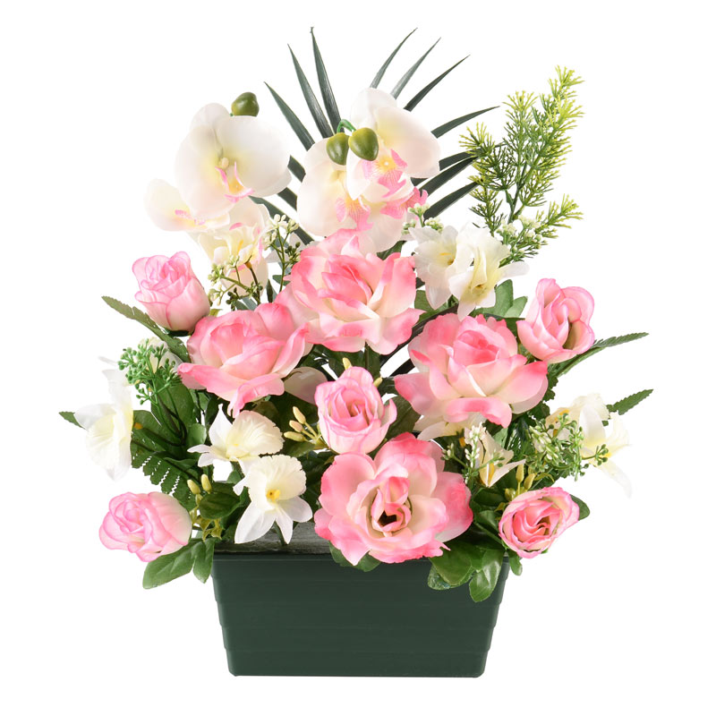 Jardinière artificielle rose