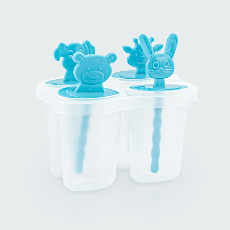 Lot de 4 moules à glaces animaux bleu