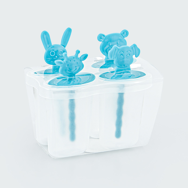Lot de 4 moules à glaces animaux bleu