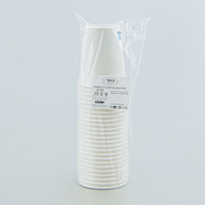 Lot de 25 gobelets en carton neutre
