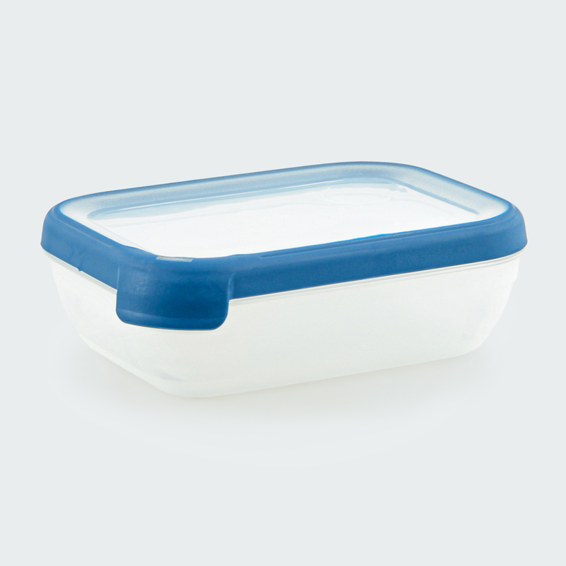 Boite alimentaire rectangulaire 'Grand Chef' trans/bleu en plastique  recycle - L'Incroyable