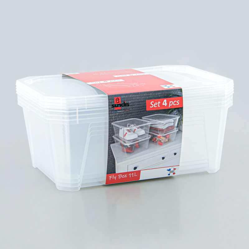 4 boîtes de rangement transparentes 'Fly Box'