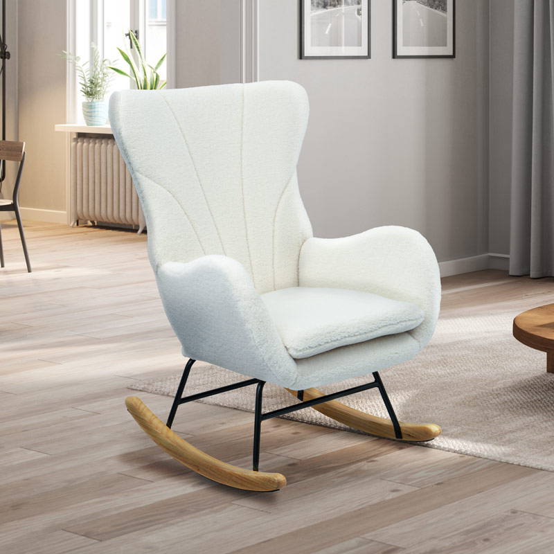 Fauteuil à bascule 'Helsinki' bouclette écru