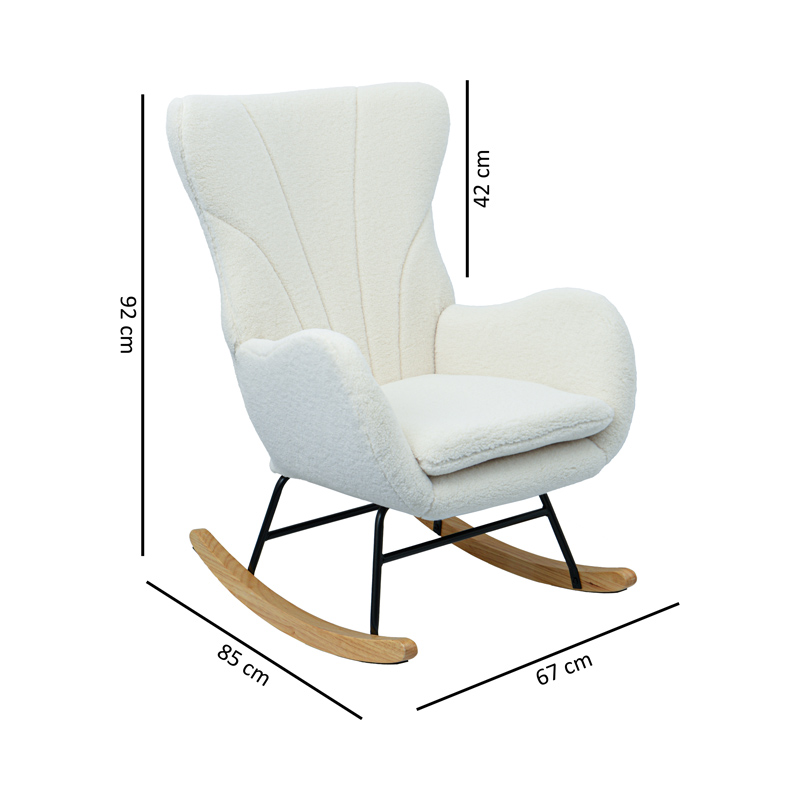 Fauteuil à bascule 'Helsinki' bouclette écru