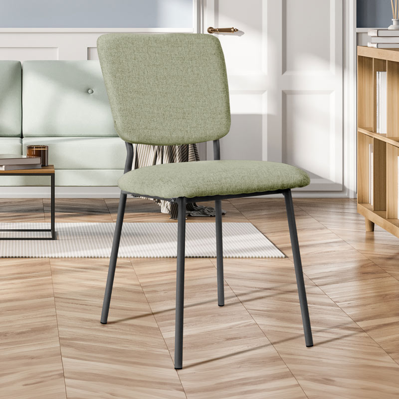Chaise 'Evane' imitation lin vert sauge