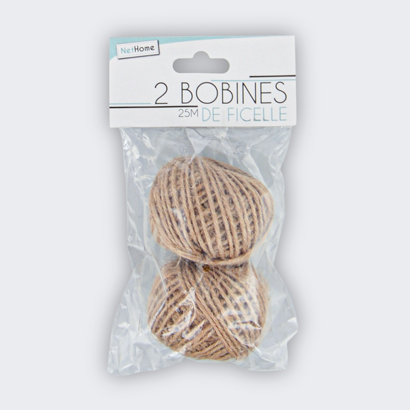 Lot 2 bobines de ficelle en jute
