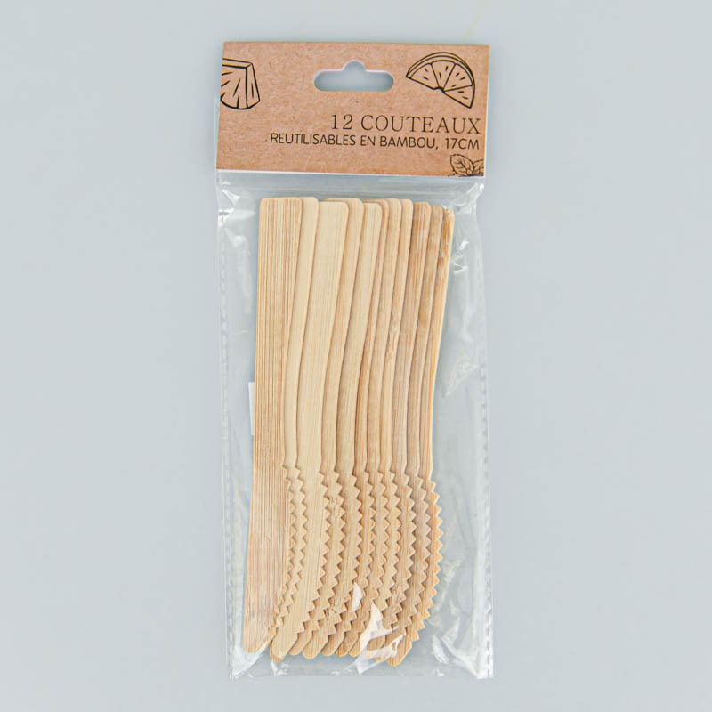 Lot de 12 couteaux en bambou