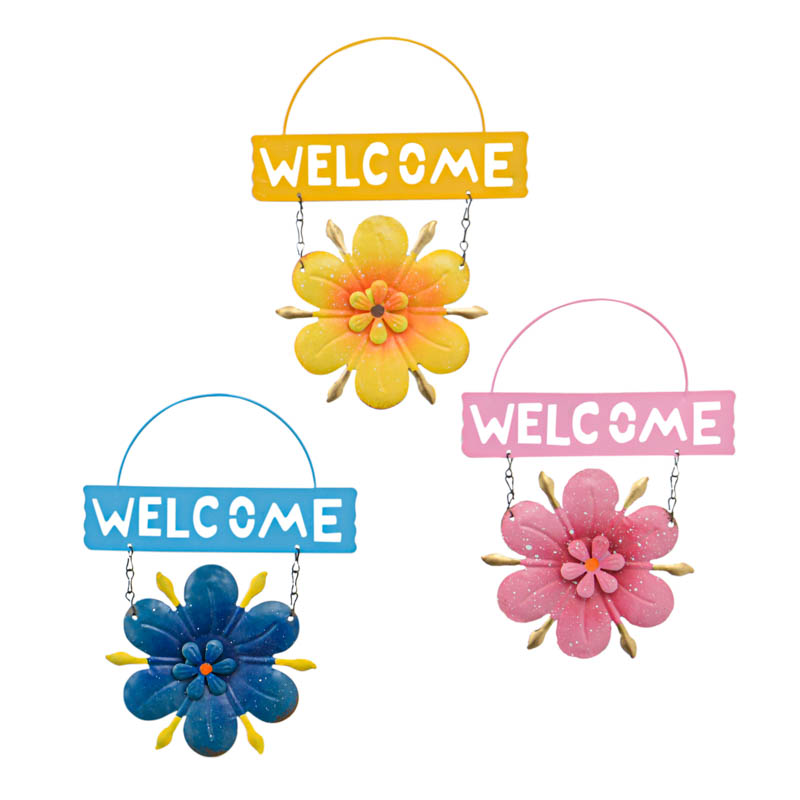 Pancarte 'Welcome' avec fleur