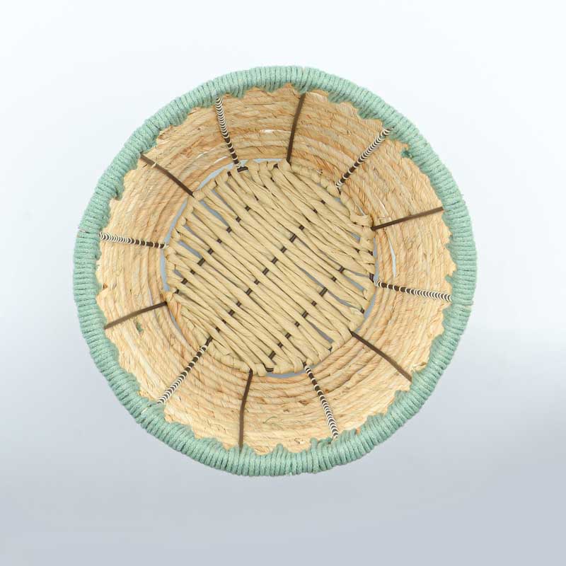 Panier rond broderie verte 