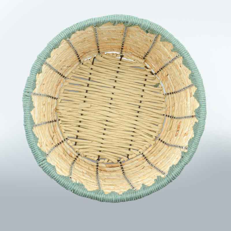 Panier rond broderie verte 