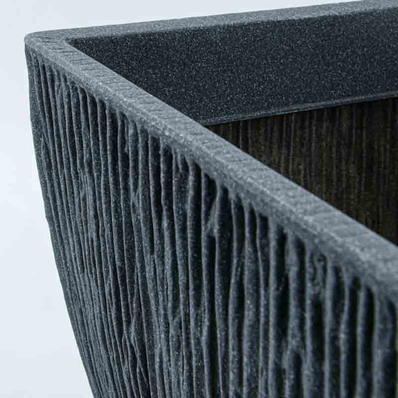 Pot carré évasé 'Lava' gris anthracite 40L